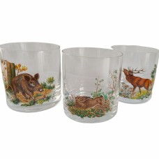 Viskio stiklinių rinkinys su miško žvėrių dekoracija (6 vnt)